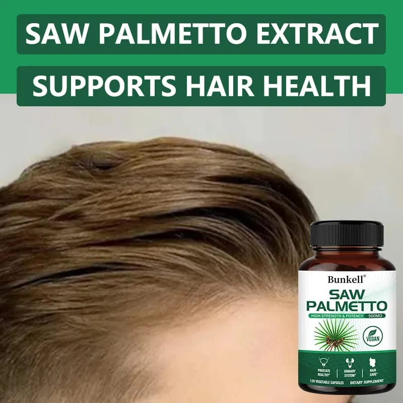 Saw Palmetto Capsules - Promotes Prostate Health Urinary Tract Support Reduces Hair Loss - Vegan