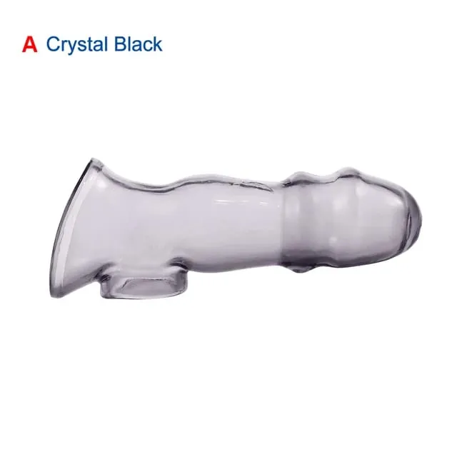 Extension Reusable Condom Penis Sleeve Male Enlargement Time Delay Dildo Enhancer Cock Rings Crystal Clear Condom Adult Sex Toys
