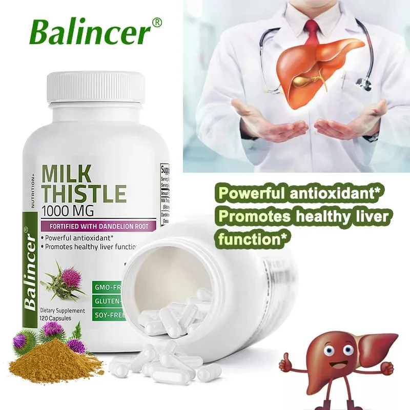Natural Milk Thistle Supplement - Detoxifying and Cleansing for Men and Women Liver Health and Supports Liver Function