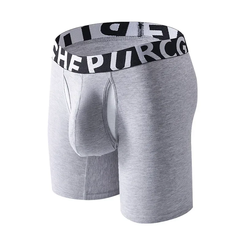 1pc Men's 3/4 Long Boxer Briefs - Inner Sports Underwear, Double-Layer Separate, U-Pouch, Long Length for Wear Inside