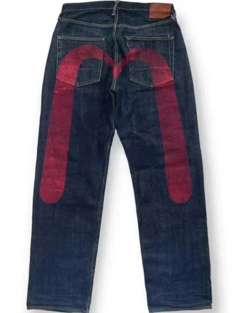 90s Retro Y2K New Hip Hop Straight Jeans Street Best Selling Personalized Printing High Street Men's Casual Loose Jeans Couple