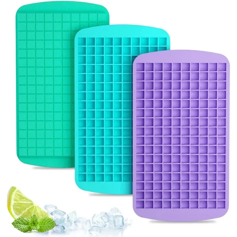 Silicone Mini Ice Cube Trays 160 Crushed Ice Cube Molds Easy Release Small Ice Cube for Chilling Whiskey Cocktail JT42
