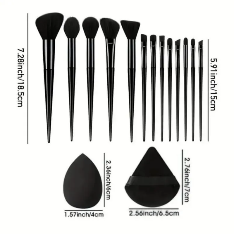 19pcs makeup tool set including 13pcs soft makeup brushes 3 triangular powder puffs and 3 droplet shaped beauty eggs — image 6