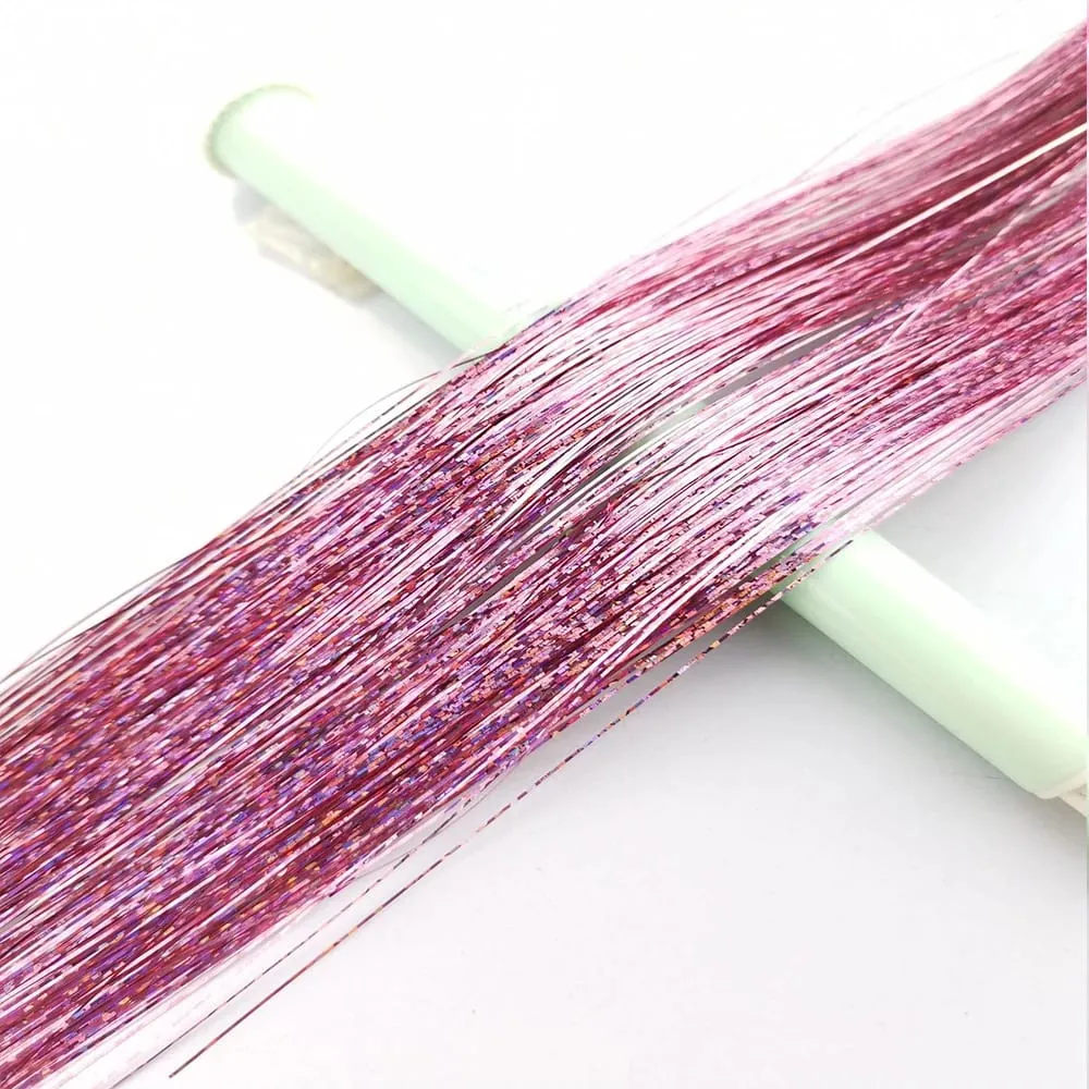 36/48Inch Sparkle Hair Tinsel Rainbow Colored Strands Girls Headwear Hairbinge Hair Laser False Hair Extensions Decor Glitter