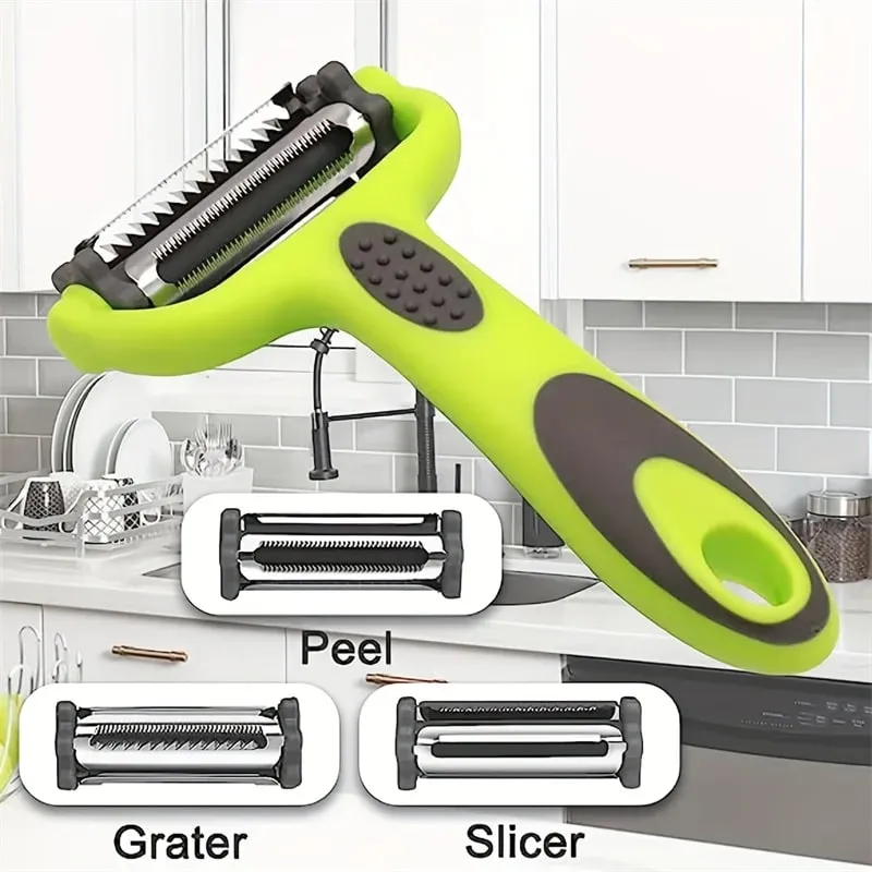 1 Peeler Three in One Rotating Stainless Steel Blade Suitable for Vegetable Carrot and Fruit Peelers