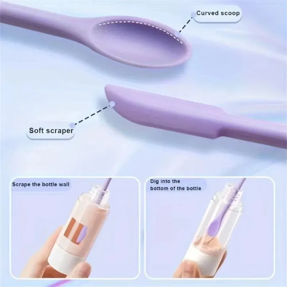 3Pcs Double-Head Silicone Spatula Soft Brush Cosmetic Digging Spoon Lengthened Jam Scraping Spoons Portable Makeup Brushes Set — image 3