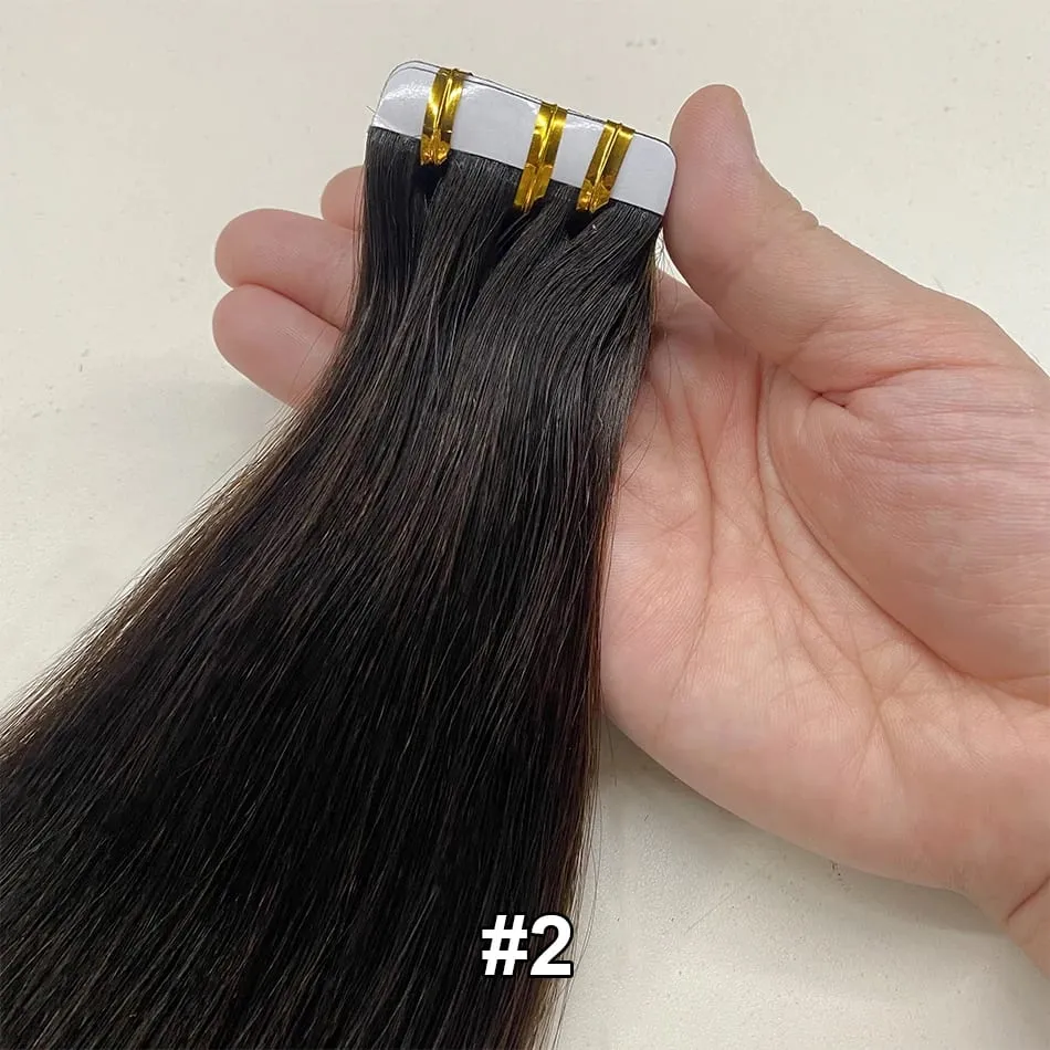 Luckinghair Wholesale 100% Virgin Double Drawn Straight Invisible Human Hair Tape in Extensions Wave Style