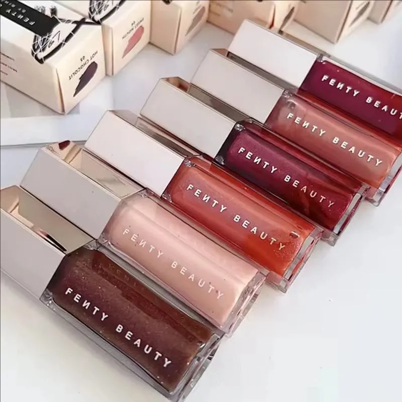 Hot Fenty Beauty Lip Gloss Lipstick Water Gloss Highlight Mirror Lasting FUSSY HEAT RIRI Sparkling Charming Moisturize Lip Care