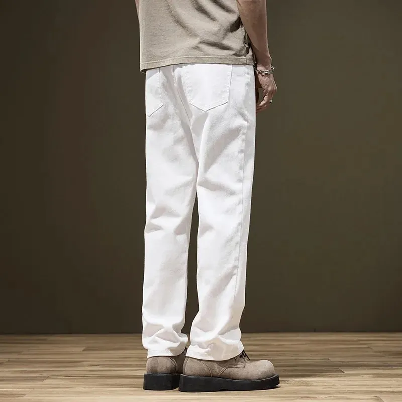 Tall Man White Jeans Straight Extra Long Boys Lengthened Plus Size 42 44 46 48 Loose Cotton Stretched Denim Pants Male Trousers — image 4