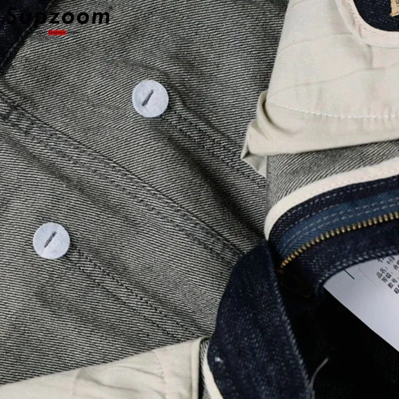 Supzoom New Arrival Hot Sale Top Fashion Autumn Zipper Fly Stonewashed Casual Patchwork Cargo Denim Pockets Cotton Jeans Men — image 6