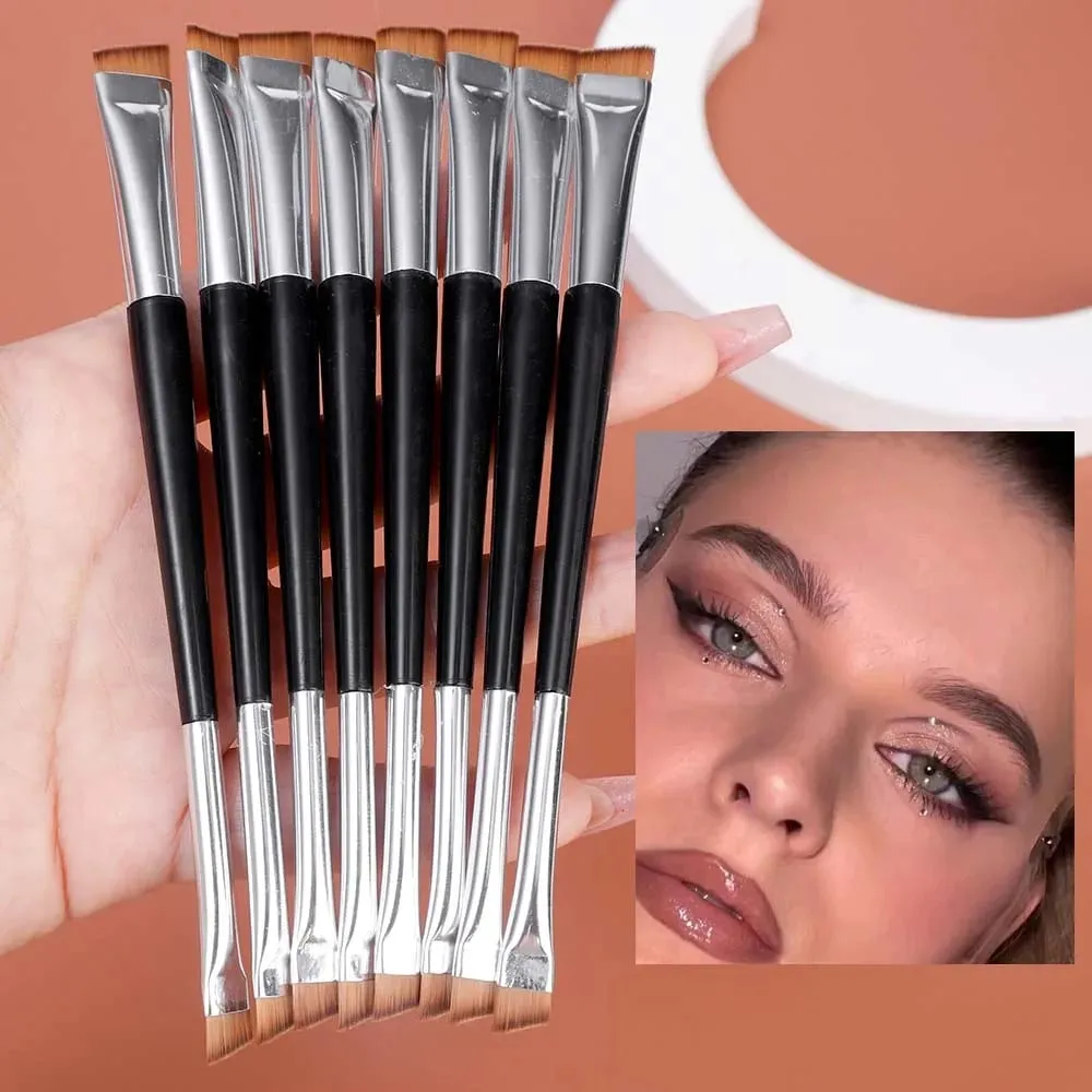 Professional Eyebrow Brush Eyeliner Angled Flat Head Blade Eye Liner Brow Contour Makeup Brushes Double-head Make Up Tools 15pcs