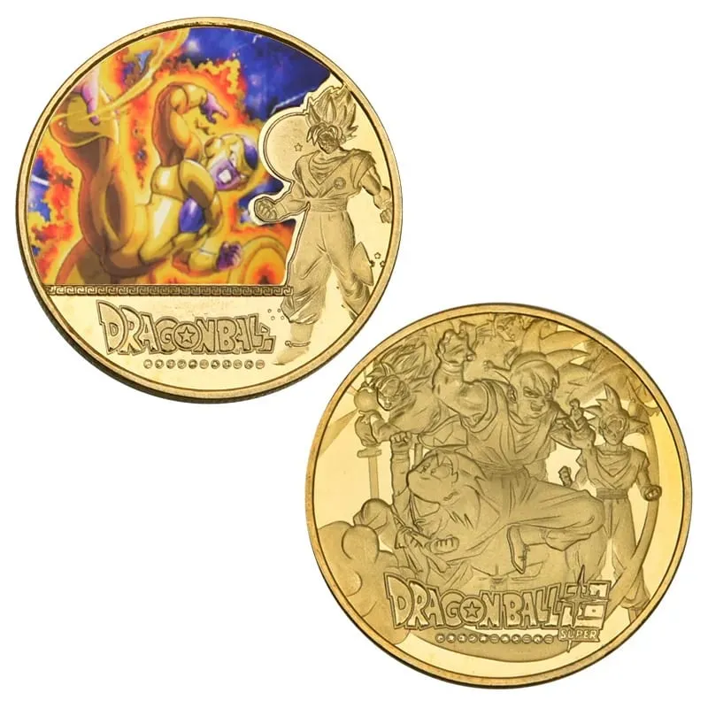 Dragon Ball Banhado A Ouro Moeda de Ouro Son Goku Vegeta Moedas Comemorativas Crianças Clássico Anime Periféricos Coleção Brinquedo Lembrança
