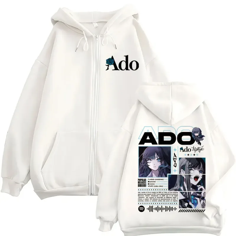 Ado world tour 2025 hibana zíper hoodies das mulheres dos homens roupas moda harajuku zip up sweatshirts pulôver jaqueta casaco streetwear