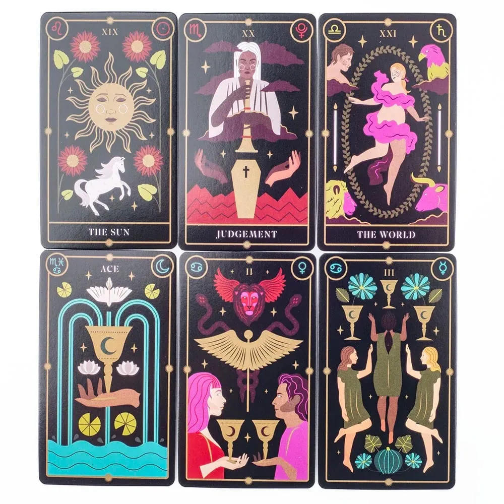 Tarot Magick Deck with Guidebook Color Edged Cards Fate Divination FortuneTelling Card Games Party Board Game 10.3x6.1cm