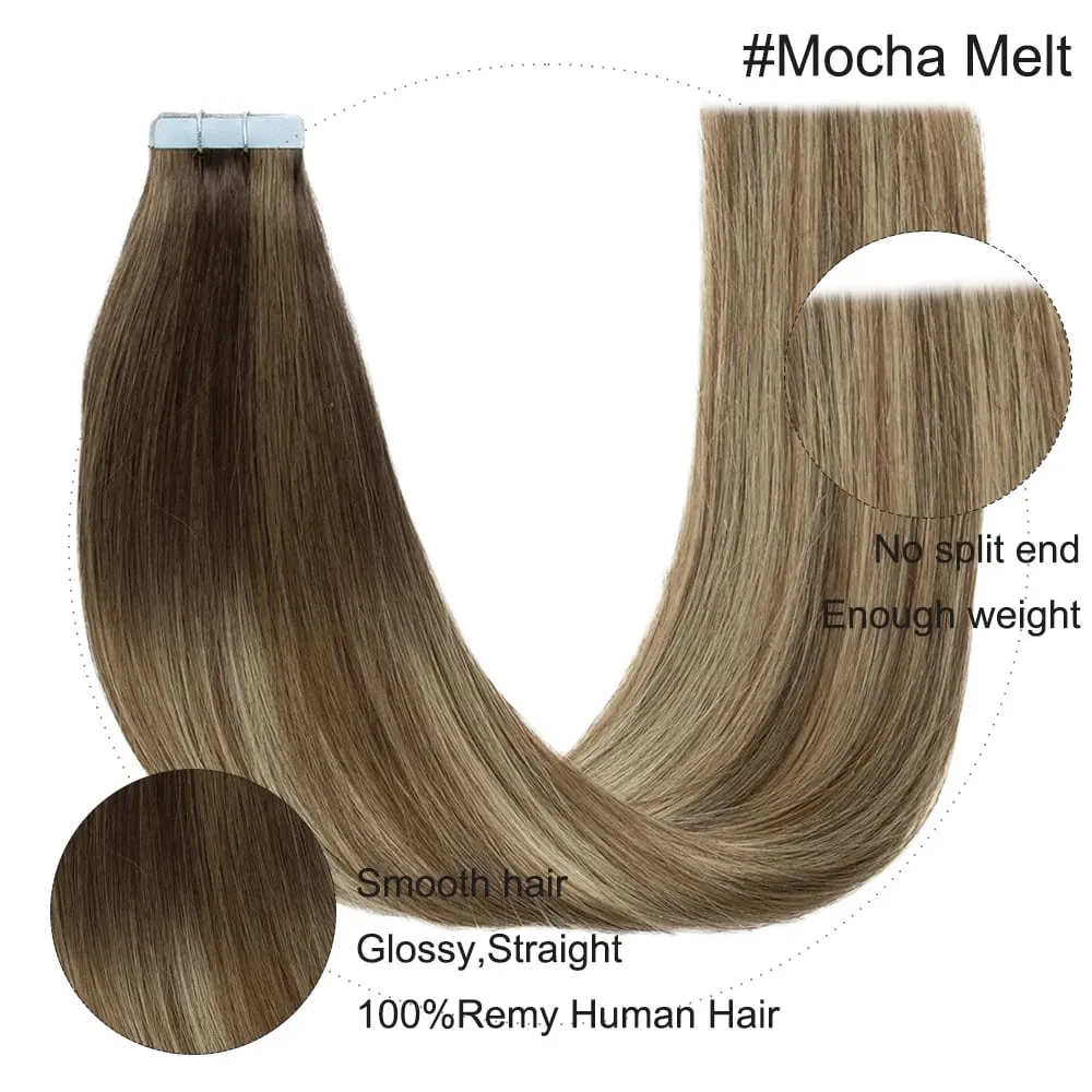 Newly Women Long Human Hair Extension Tape Ins Natural Tape In Hair Extensions Human Hair Gorgeous Seamless Weft Adhesive Hair