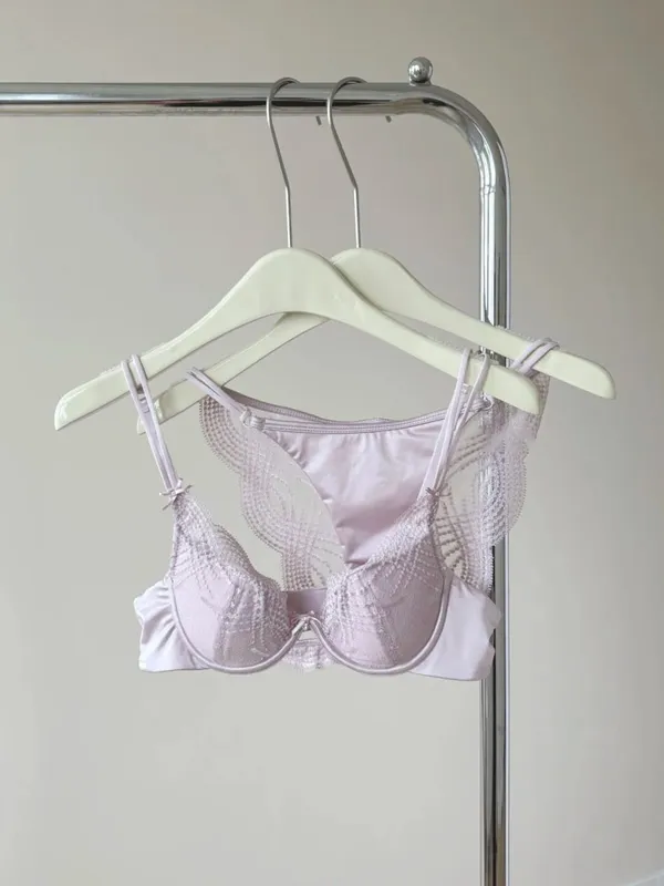 Set intimo mezza coppa Donna Coppa sottile Push Up Reggiseno morbido con ferretto Slip Piccolo petto Raccogliere Supporto laterale Biancheria intima anticedimento 32‑38 — image 9
