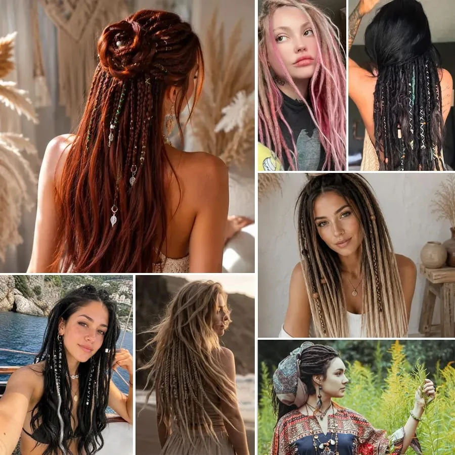 2Pcs 24"Clip‑in Synthetic Braided Hair Extensions with BB Clips Handmade Crochet Hair Pieces for Cosplay Hip‑Hop Festival — image 6