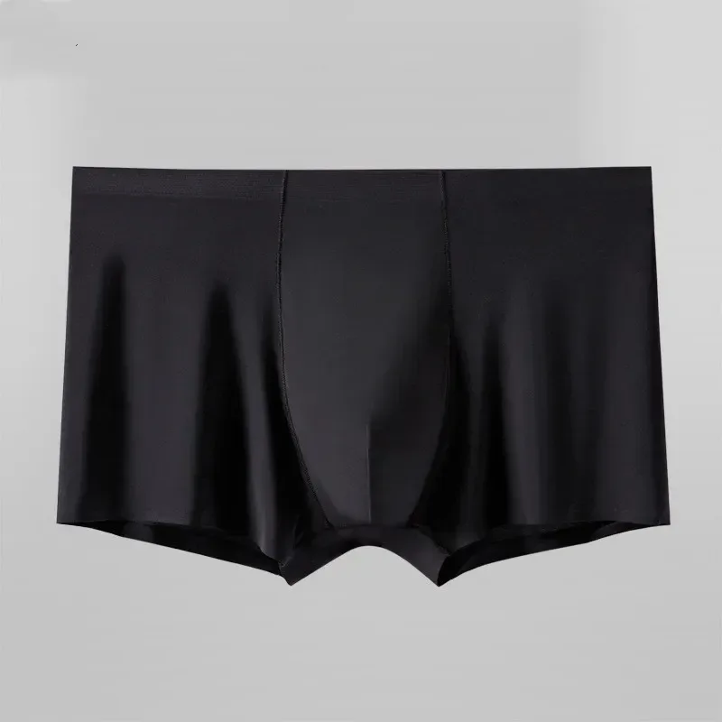 Seamless Ice Silk Boxers Men Solid Color Male Underpants Ultra-thin Sexy Underwear Summer COOL Trunk Shorts