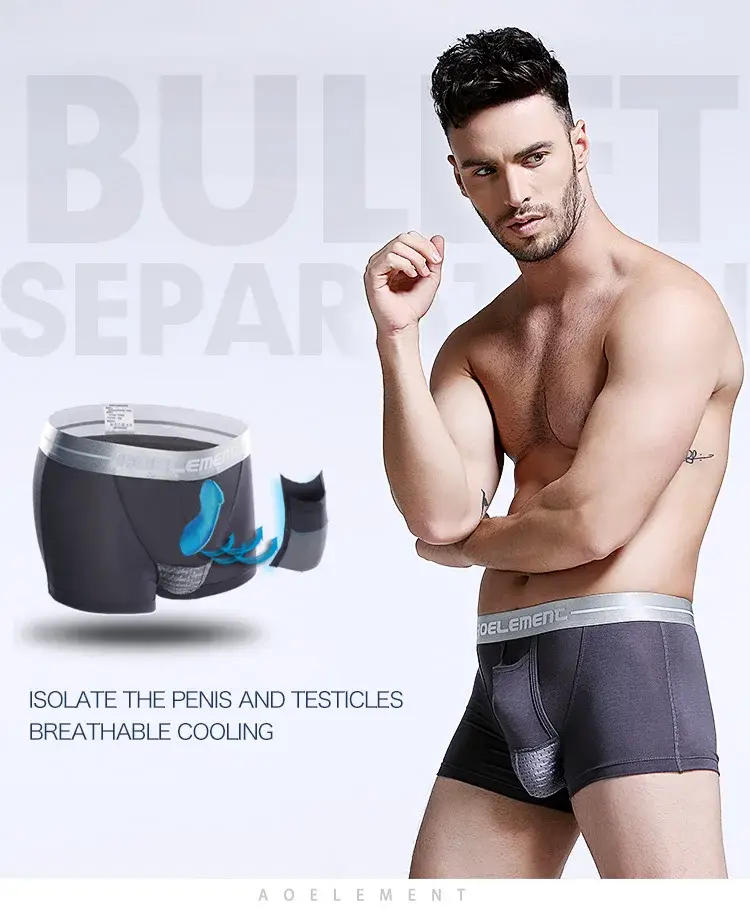 Bullet separate underwear Men's ventilated summer dry underpants Ice silk bag ice healthy boxers 3256808601319074
