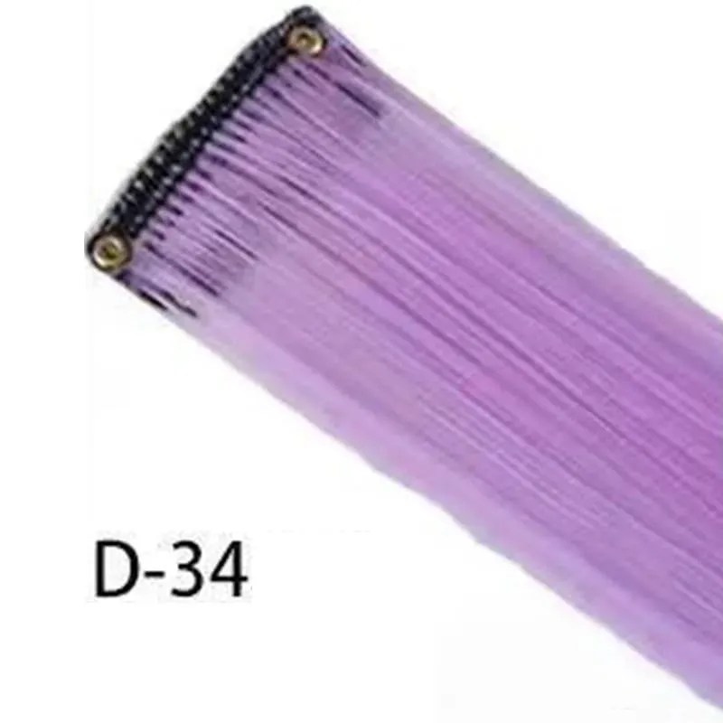 Synthetic 10Pcs colorful Hair Extensions Clip in Colored Party Highlights Extension for Kids Girls Long Straight Hairpiece