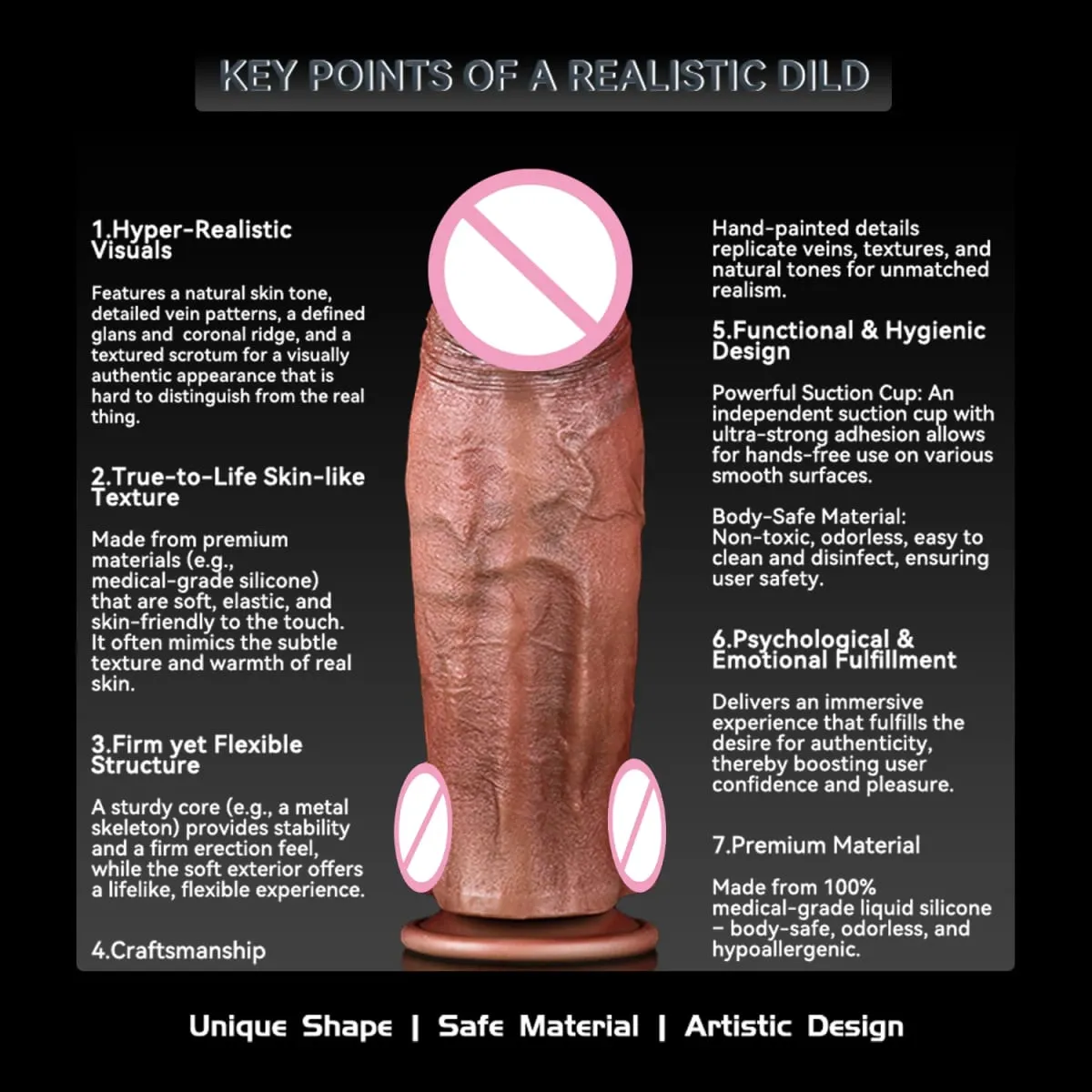Realistic Dildo Lifelike Skin Texture Firm Core Design Ultimate Satisfaction Adult Toy