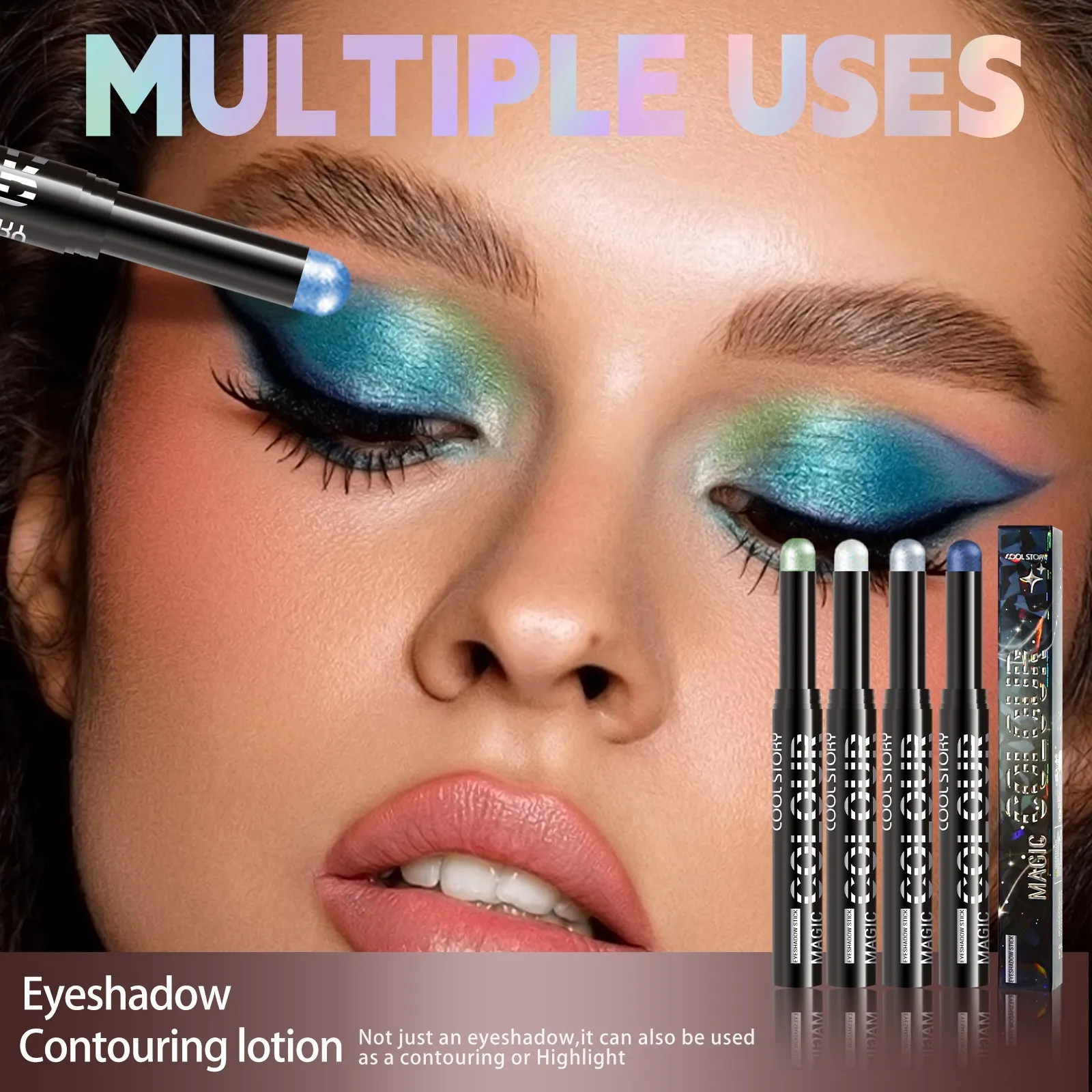 2 in 1 Eyeshadow Lipstick Stick Pencil Waterproof Glitter Brighten Matte Eye Shadow Makeup Pigment Eyeshadow Pen