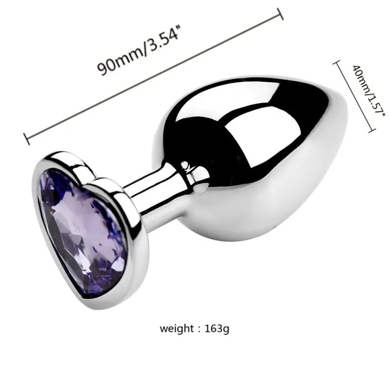 S/M/L Sumbat Anal Kristal Logam Hati Sumbat Anal untuk Wanita Sumbat Bokong Baja Tahan Karat Dapat Dilepas Mainan Seks Anal Stimulator Pria