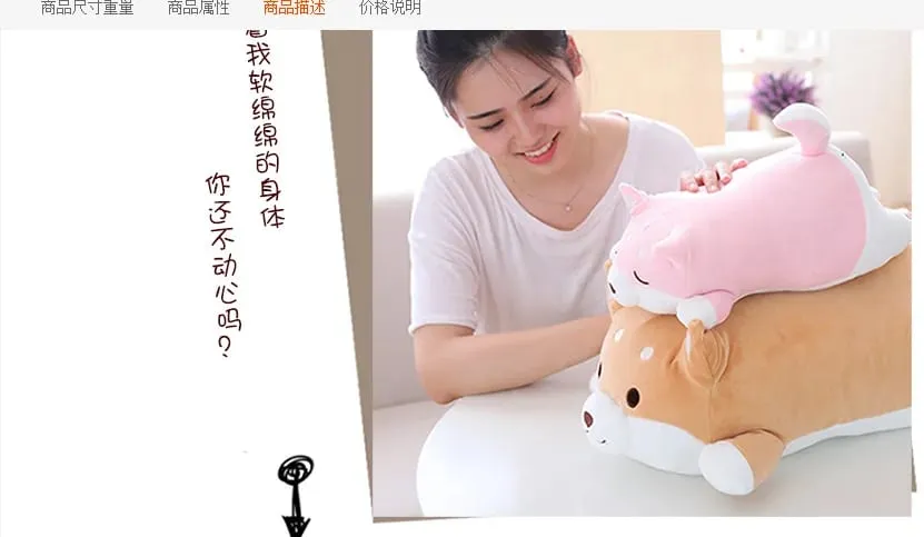 50cm Soft Stuffed Animal Plushies Lying Sleep Dog Hug Pillows Bedroom Kwaii Cute Doll For Kids Gift