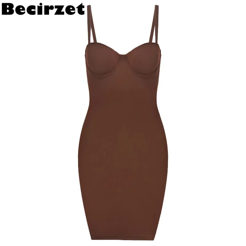 Becirzet vestidos para mulher emagrecimento desliza mini vestido de tubo reto corpo shaper roupa interior festa sexy roupas femininas
