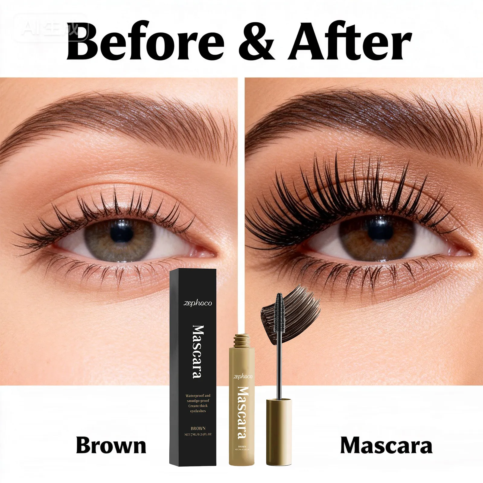 Brown Mascara Natural Curls Long-Lasting Makeup Waterproof Sweatproof Lengthens Eyelashes Anti-Fouling Eye Black Eye Cosmetics — image 3