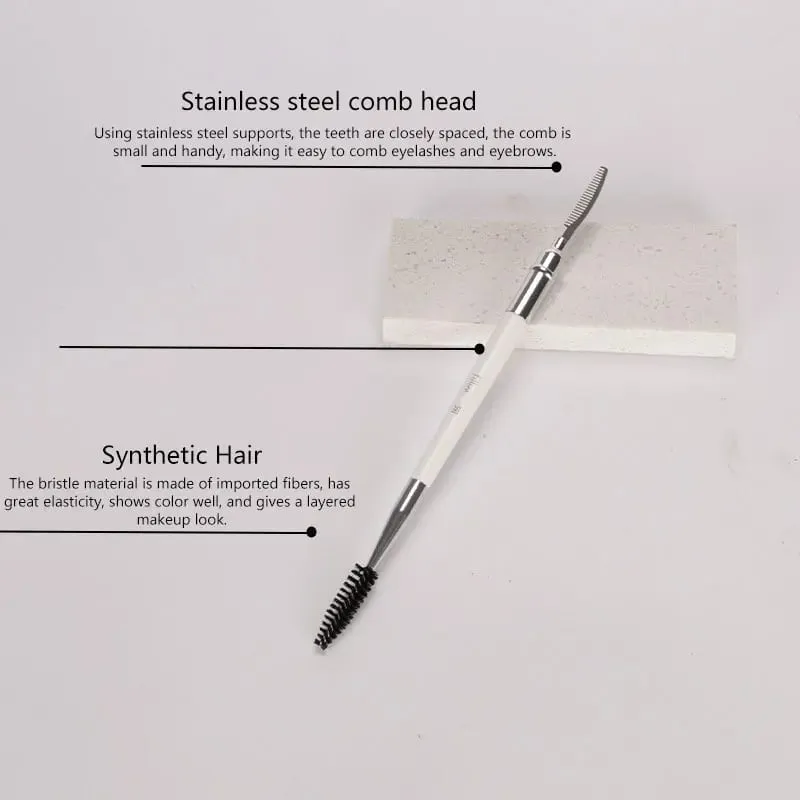 1pc Dual ended Brow Comb Makeup brush Eyebrow Make up brushes stainless steel Eye Lashes roller Eyelashes white Beauty tool 591