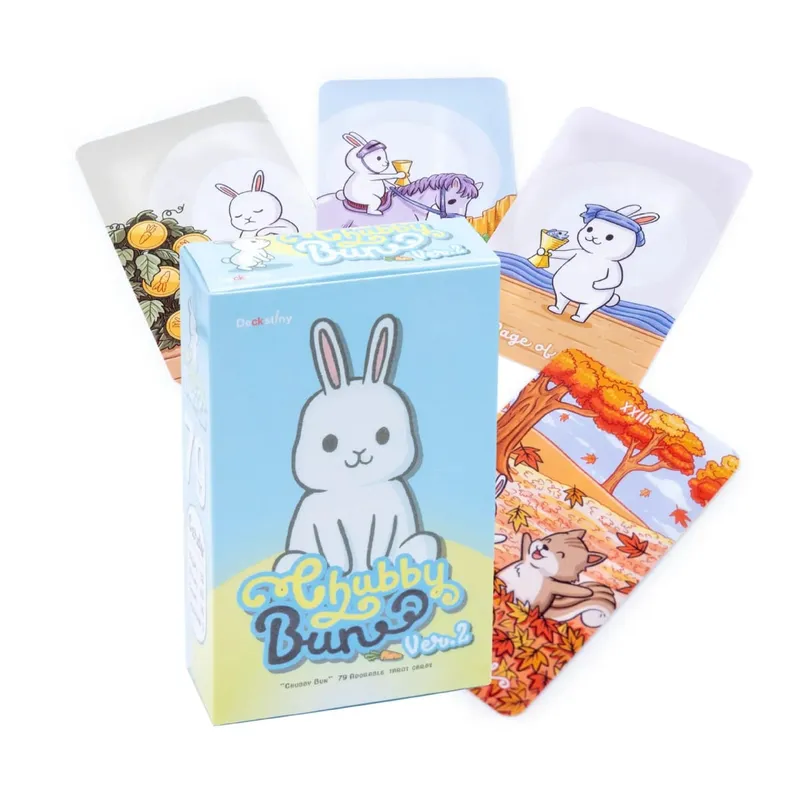 1Pcs Deck Chubby Bun Rabbit Tarot Deck Version 2 Leisure Party Table Game High Quality Fortune-telling Prophecy Oracle Cards — image 3