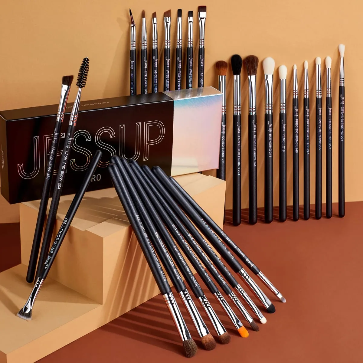 Jessup Eye Makeup Brushes Set Professional Makeup Brush Synthetic Eye Blending Brush Eyeshadow Brush Eyebrow Crease Shader T341