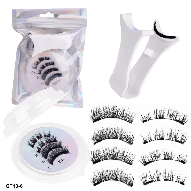 2Pairs Magnetic Eyelashes Thick Cat False Eye Lashes Makeup Set Reusable Glue-free Flully and Curly Customized And Wholesale