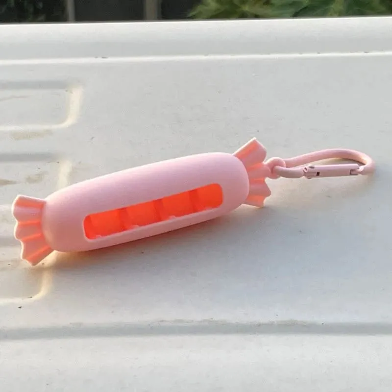 New Bow Candy Peanut Shape Silicone Lipstick Cover Keychains Solid Color Lipstick Storage Bag Light Weight Lip Balm Holder