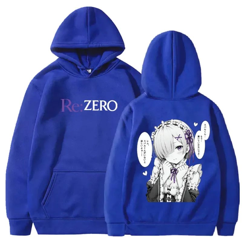 Rem Manga Re:Zero พิมพ์ Hoodies แฟชั่น Harajuku Streetwear ผู้ชายผู้หญิงเสื้อผ้าฤดูใบไม้ร่วงแขนยาว Casual ขนแกะ Hooded Pullover