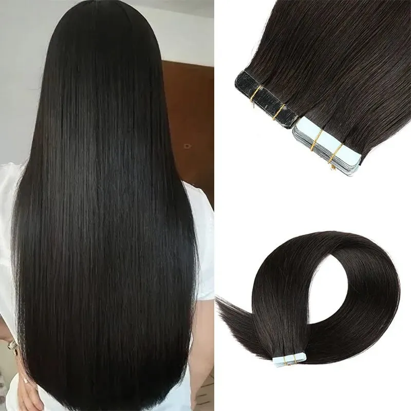 20Pcs Straight Tape ins Extensions Real Human Hair Double Side Tape in Hair Extensions Tape in Hair Extensions Remy Human Hair