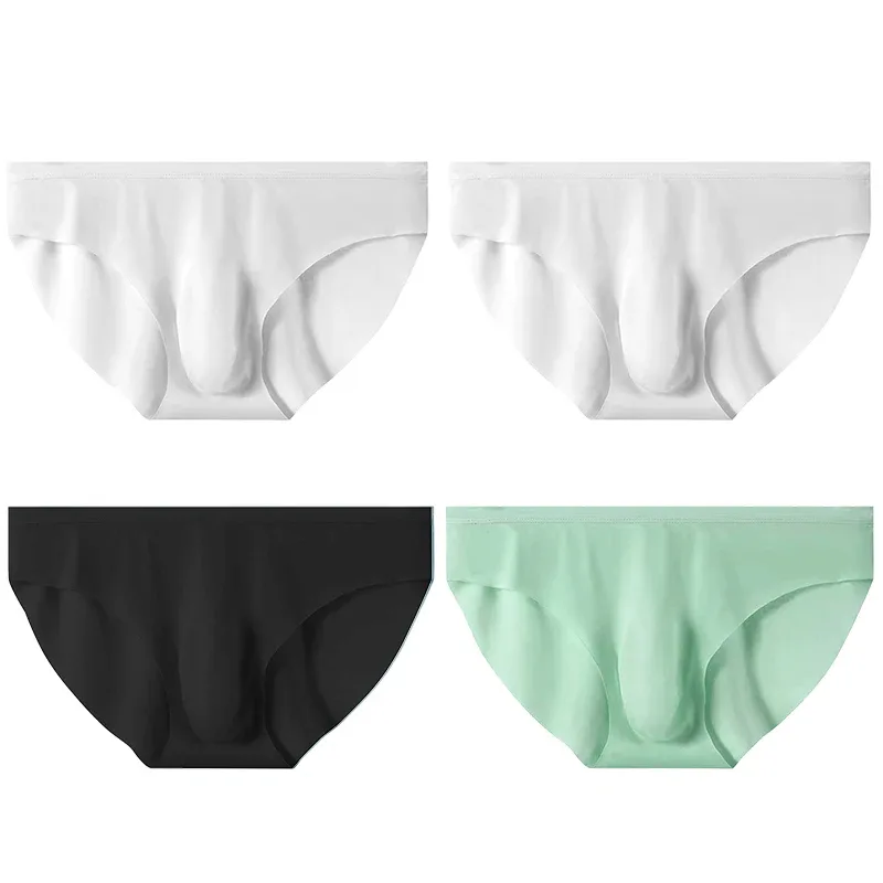 4 adet erkek Buz Ipek Külot Yaz Şeffaf Dikişsiz Seksi Çabuk kuruyan Trendy nefes alan iç çamaşırı Ultra ince Külot