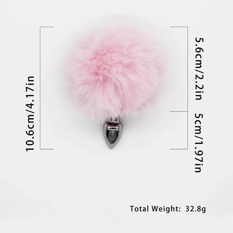Metal Anal Plug with Long Fluffy Tail – Fox Tail Butt Plug for Cosplay Role Play BDSM Adult Toy