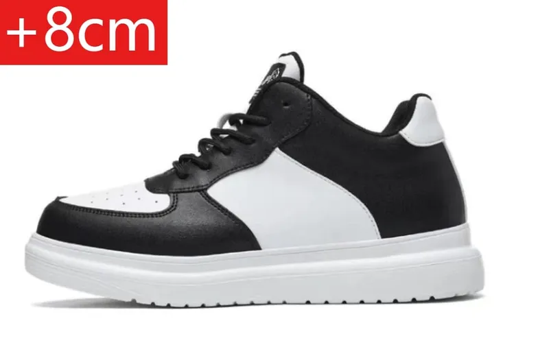 New Height Increasing Shoes for Men 10cm Invisible Elevator Sneakers White Leathe Sport Zapatillas De Hombre Big Size 46