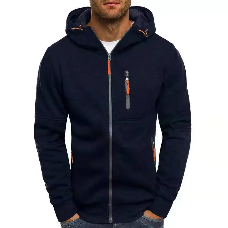 Homme Pull Cardigan Veste À Capuche Poche Zippée Veste Jacquard Sport Fitness Loisirs De Plein Air Course Couleur Unie Vêtements De Sport