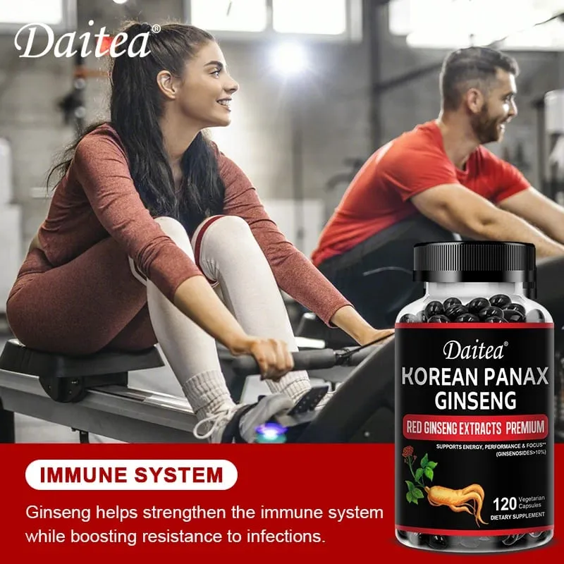 Korean Red Ginseng Capsules-1000 Mg Boosts Energy Endurance Athletic Performance and Muscle Strength Supports Immune Health