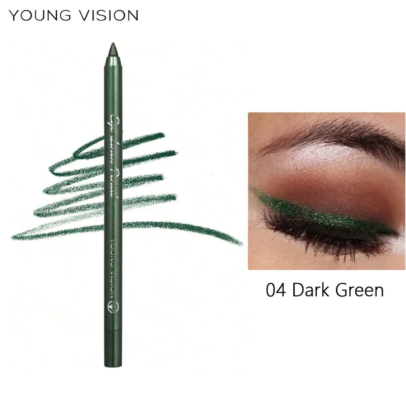 Waterproof Pearlescent Blue Green Eyeliner Pencil Long-Lasting Metallic Glitter Eye Liner Gel High Pigmented Punk Eye Makeup