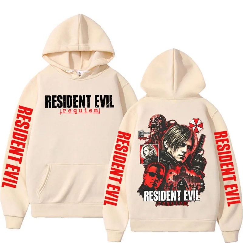Leon Kennedy 生化危機安魂曲商品運動衫男士女士休閒高品質抓絨連帽衫原宿經典哥德連帽衫 — image 6
