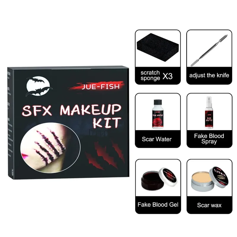 Halloween Face Painting Set Makeup Bag Special Effects Halloween Horror Cosplay Skin Wax Plasma Scar Painting Makeup Tools