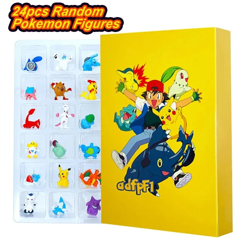 Pokemon Figure Advent Calendar Gift Box mini Pikachu Character Bulbasaur Christmas Toy Gifts Collection Desktop Model Toy