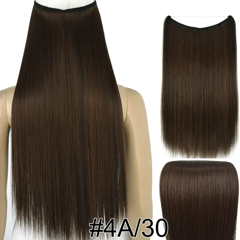 Synthetic Heat Resistant Hair Silky Straight Elasticity Invisible Wire Hair Extensions 8006