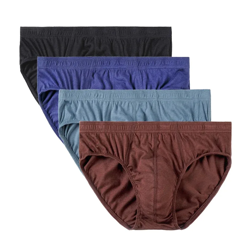 4 Pcs/Lot Men's 100% Cotton Breathable Briefs Comfortable Male Underwear Lingerie Panties Underpants Plue Size Xl -5Xl