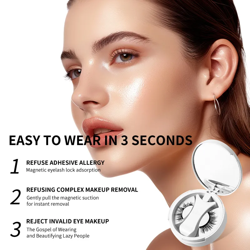 Brown Magnetic False Eyelashes Natural Soft Light Weight Eye Makeup Set With Applicater One-Piece Box Easy To Carry Eyelash Tool — image 2