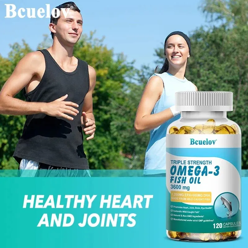 Bcuelov Omega-3 Fish Oil Dietary Supplement - Includes EPA & DHA - 3600 Mg Per Serving for Heart Joint Brain Eye Health